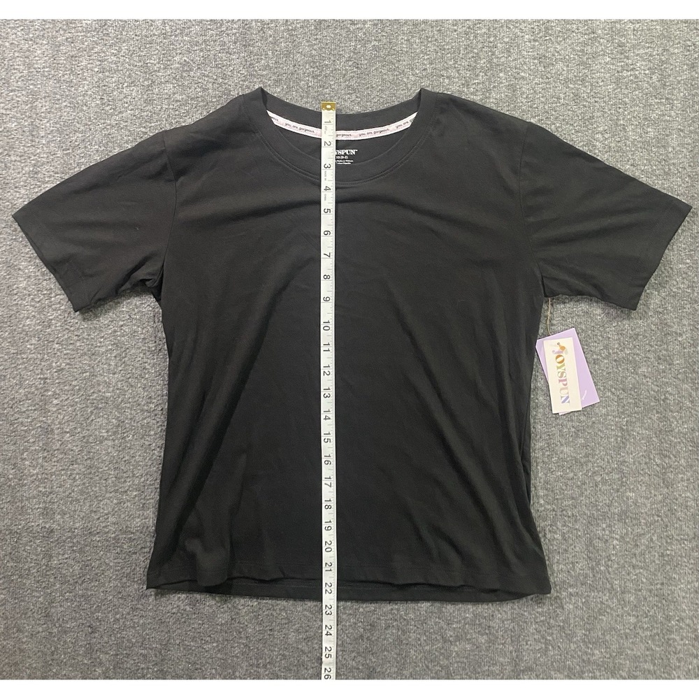 Joyspun T Shirt Short Sleeve Solid Black Cotton Blend Womens XS 0-2 - Picture 3 of 6
